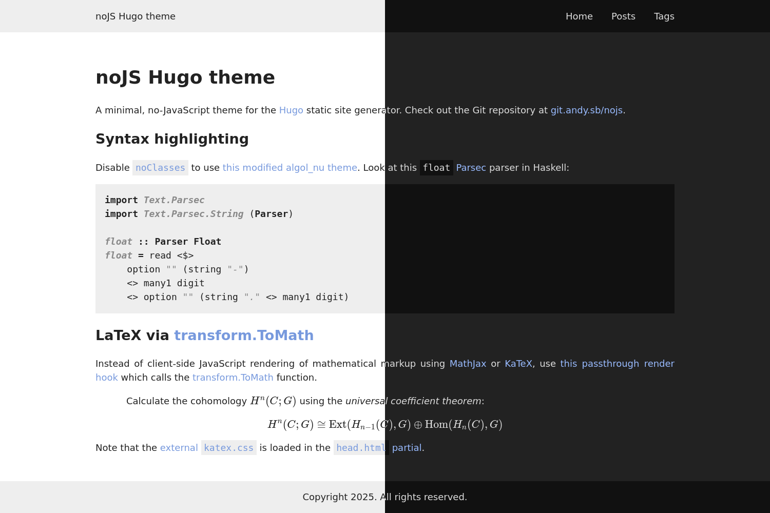 noJS theme screenshot